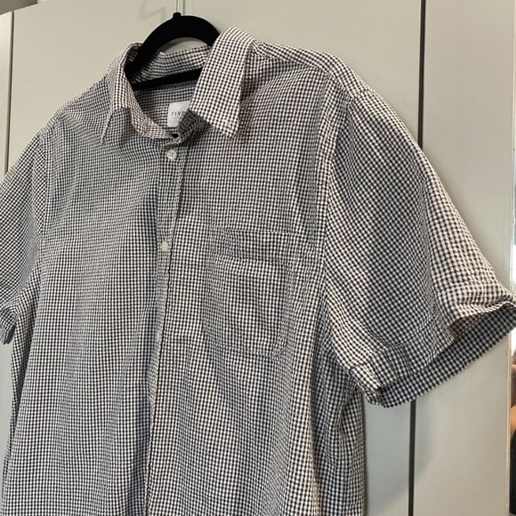 Five Four Mens Los Angeles Button Down Gingham Plaid Shirt Black White Large - Picture 8 of 8